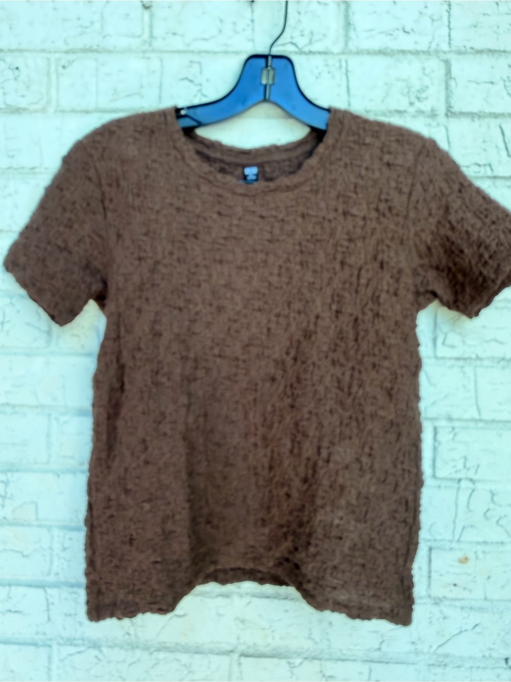 NWT Uniqlo Shirring Short Sleeve T Shirt Dark Brown XS